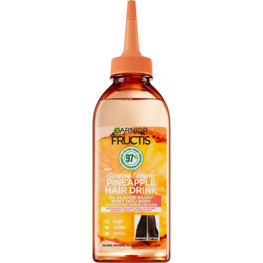 Balsam lichid pentru parul lung lipsit de stralucire fructis hair food ananas