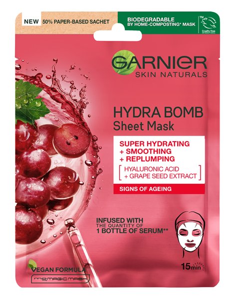 GARNIER SKIN MASK PACK FACE Front HydraBomb AntiAge 2023