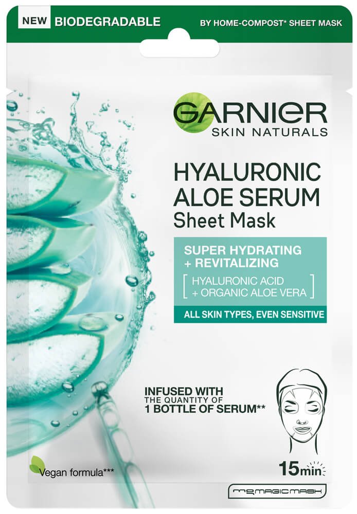Garnier Skin Naturals Masca servetel cu aloe vera si acid hialuronic pentru super hidratare si revit