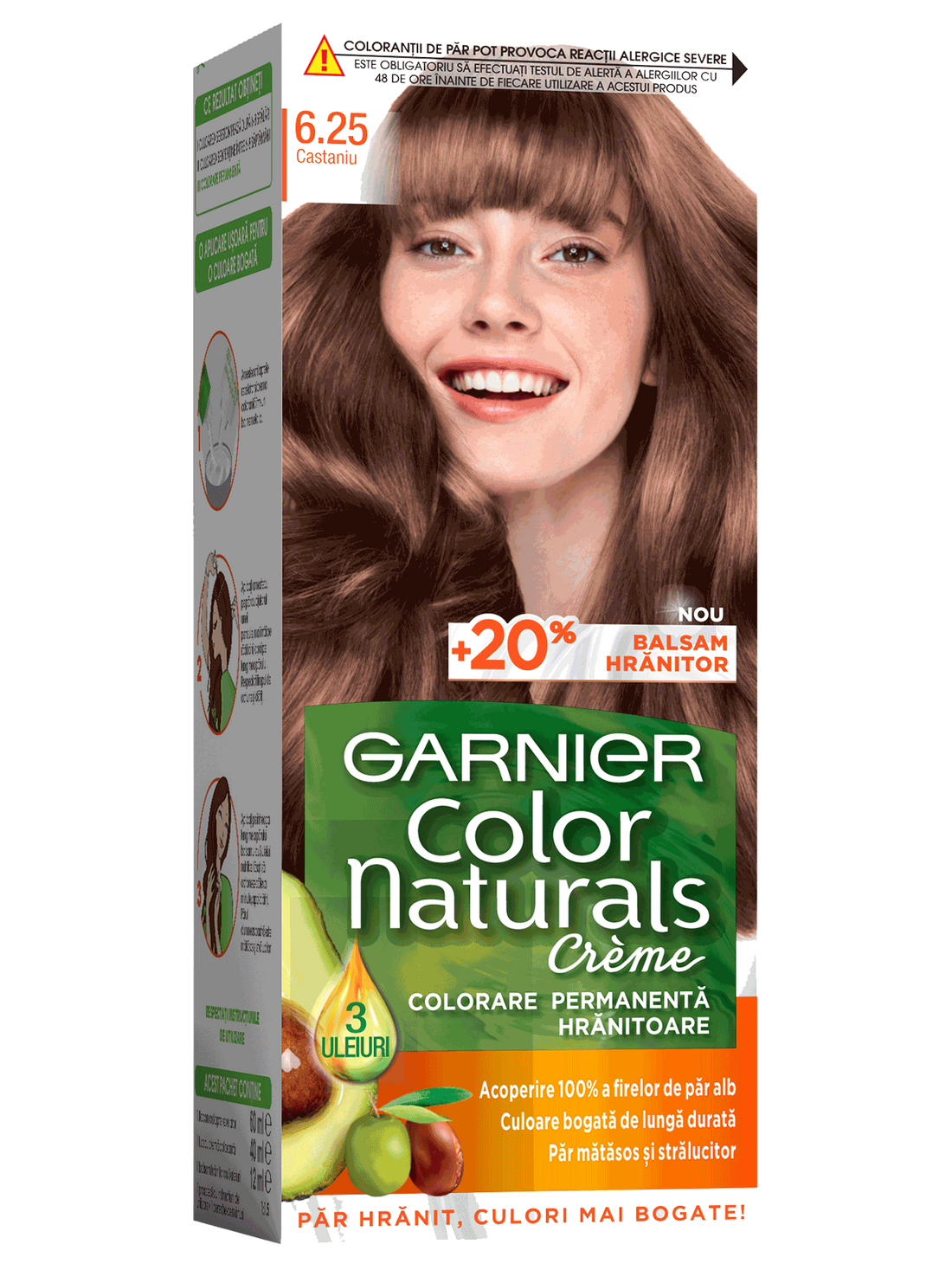 Color Naturals vopsea de par permanenta, 6.25 Castaniu